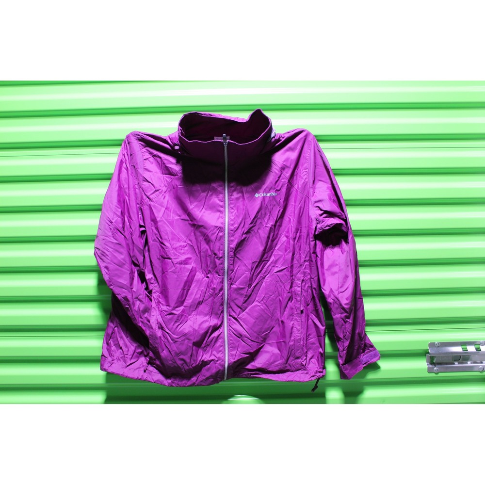 Columbia Womens Purple Full Zip Hooded Windbreaker Jacket 2X Plus Size